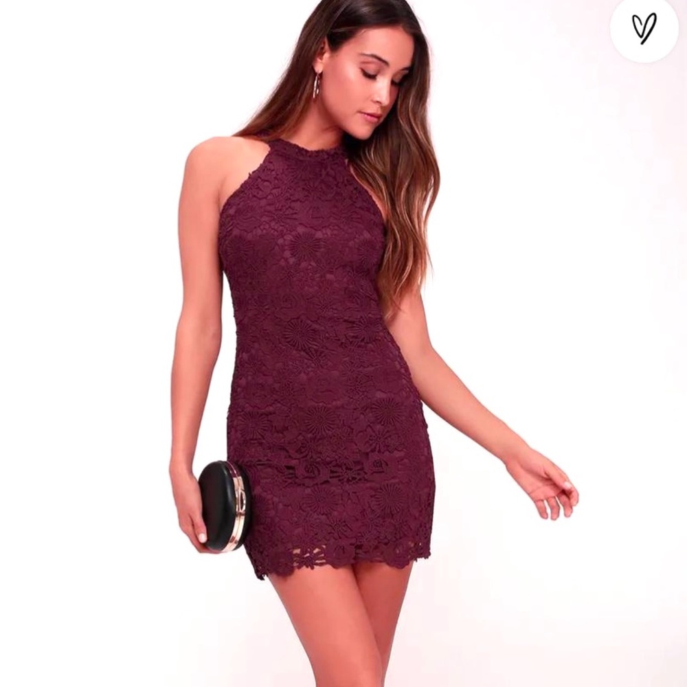 Lulus Love Poem Magenta Lace Mini Dress